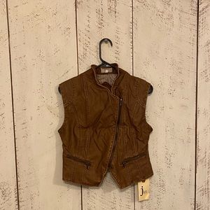 Brown leather vest